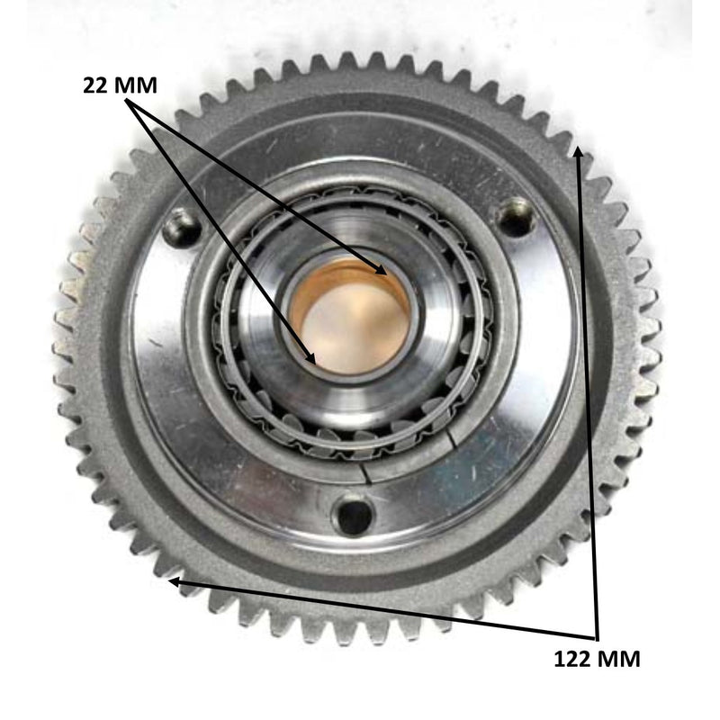 STARTER CLUTCH 250-300cc  OD=122 ID=22 59th  Fits Most GY6-CF-CN-CH 250cc +  Honda Type Vertical Cylinder Motors  Fits many ATVs, Dirtbikes, GoKarts, Scooters