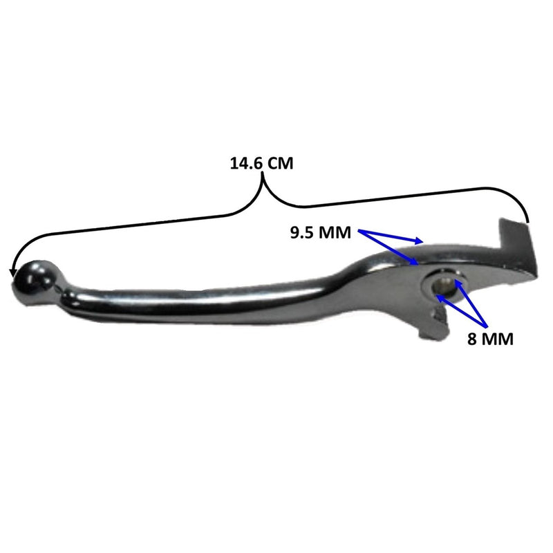 BRAKE LEVER (Left Hand) Chrome  L=18cm Hole ID=8mm  Thickness at Mount=12mm