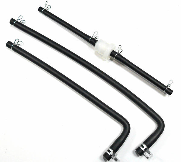 E-Ton 50cc 70cc 90cc ATV Fuel Line Kit  Includes Primary Line, Reserve Line & Fuel Filer assembly  The lines in this kit attach to the rear ports on the tank. Some older ETON's had open front ports. This kit will not work for those models.