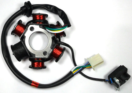 Stator 49-150cc 4 Stroke Fits many Chinese ATVs, GoKarts, Scooters 6 Coil 5 Pin in 6 Pin Jack  OD=83mm ID=29mm c/c=41mm
