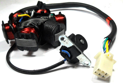 Stator 49-150cc 4 Stroke Fits many Chinese ATVs, GoKarts, Scooters 6 Coil 5 Pin in 6 Pin Jack  OD=83mm ID=29mm c/c=41mm