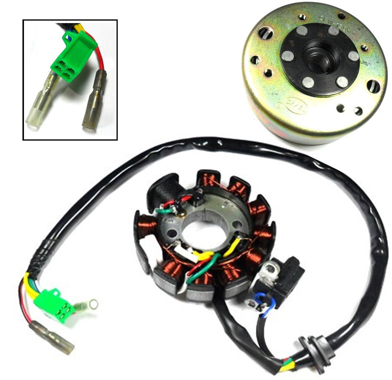 Stator 49-150cc 4 Stroke Fits many Chinese ATVs, GoKarts, Scooters 11 Coil 4 Pin in 4 Pin Jack + 2 wires