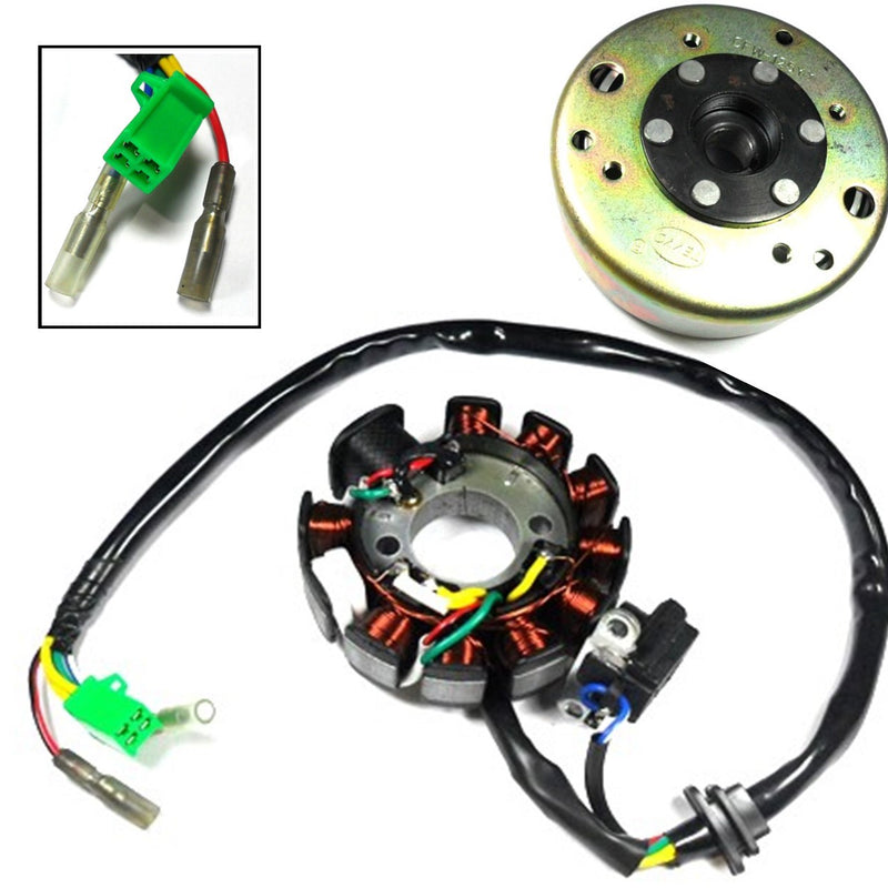 Stator 49-150cc 4 Stroke Fits many Chinese ATVs, GoKarts, Scooters 11 Coil 4 Pin in 4 Pin Jack + 2 wires