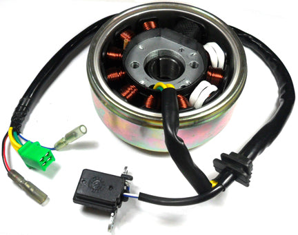 Stator 49-150cc 4 Stroke Fits many Chinese ATVs, GoKarts, Scooters 11 Coil 4 Pin in 4 Pin Jack + 2 wires