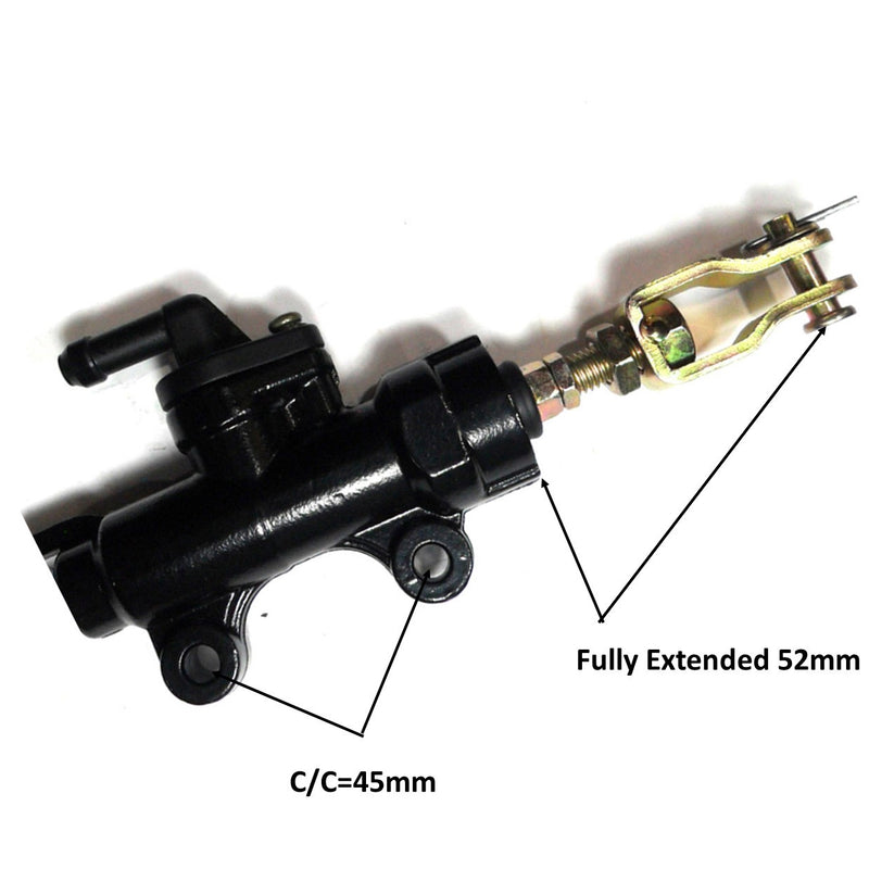 Brake Master Cylinder  Fits Coleman CK100, Motovox, GK80 + other small GoKarts Bolts C/C=45mm, Rod from Body to Pin = 52mm