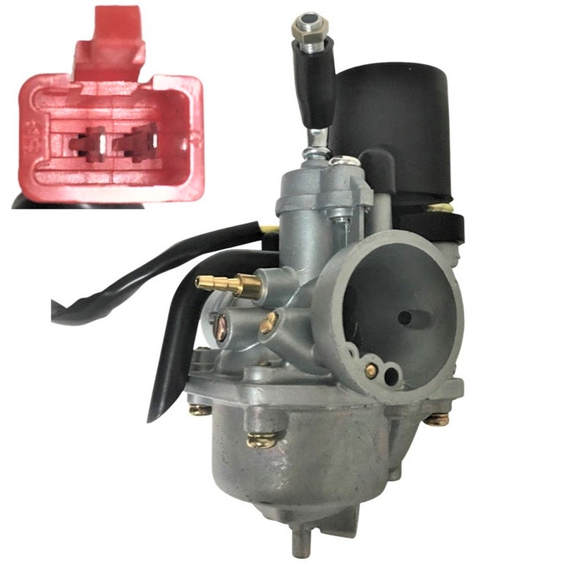 Mikuni Style 18mm 2 Stroke Carburetor with Electric ChokeIntake OD=24mm Air OD=38mm Made in China, this is a less expensive alternative for 50,70,90cc 2 Stroke ATVs & Scooters.