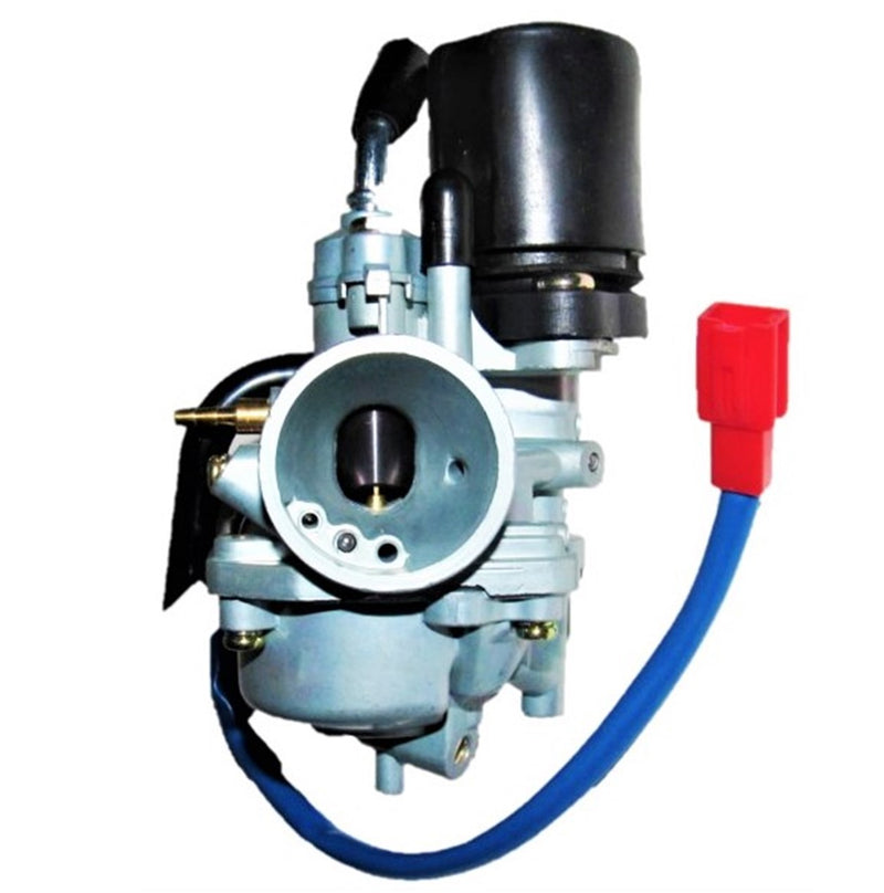 Mikuni Style 18mm 2 Stroke Carburetor with Electric ChokeIntake OD=24mm Air OD=38mm Made in China, this is a less expensive alternative for 50,70,90cc 2 Stroke ATVs & Scooters.