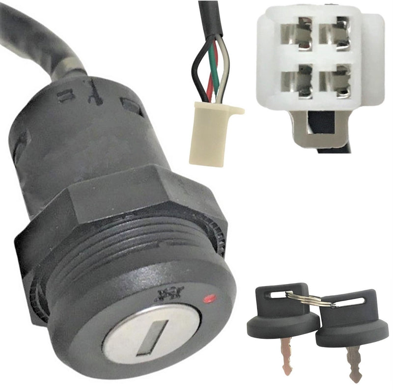 Ignition Switch w/Threaded ShaftFits Many Tao Tao ATV's plus other ATV models 4 Pins in 4 Pin Male Jack OD=25mm