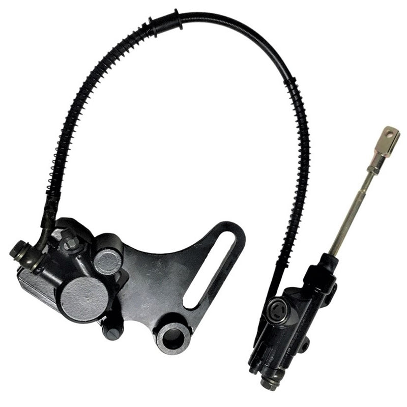 Rear Foot Brake Assembly Fits Many ATVs & DirtBikes Caliper Bolts c/c=25-86mm, Line L=22in, Master Cylinder Bolts c/c=40-55mm, Rod Length-From Body to Center of Connector Hole=105mm