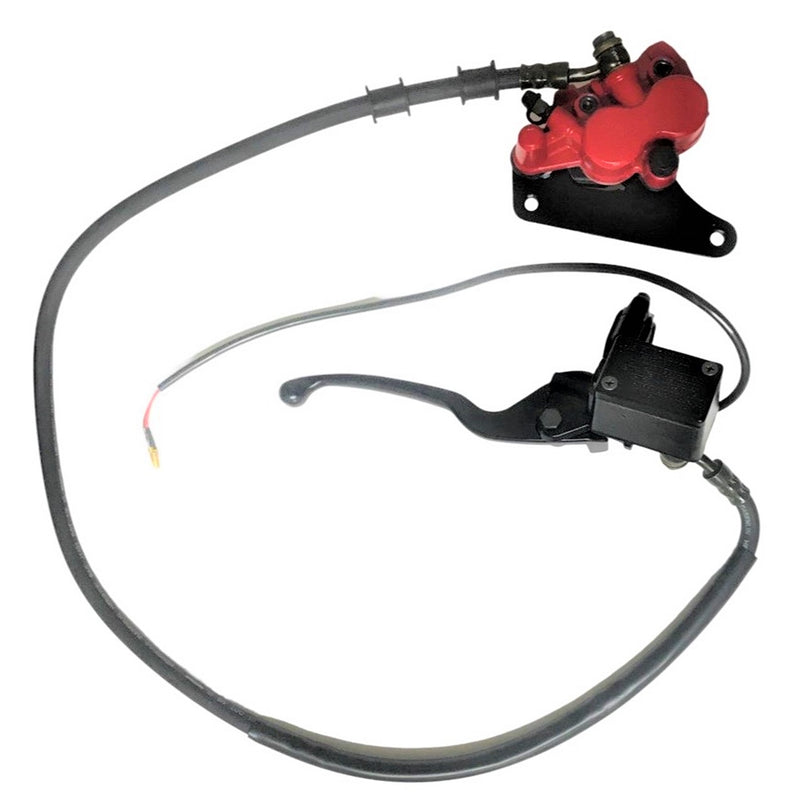 Front Brake Assembly Fits Many Scooters & DirtBikes Caliper Bolts c/c=96mm, Line Length=41in, 2 Bullet connectors for brake switch