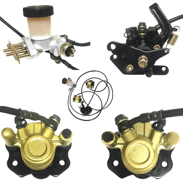 Complete GoKart Brake Assembly Fits Many GoKarts Caliper #1 Bolts c/c=63mm, Line L=28in, Caliper #2 Bolts c/c=63mm, Line L=43in,     Caliper #3 Bolts c/c=96mm, Line L=78in, Master Cylinder Bolts c/c=60mm.