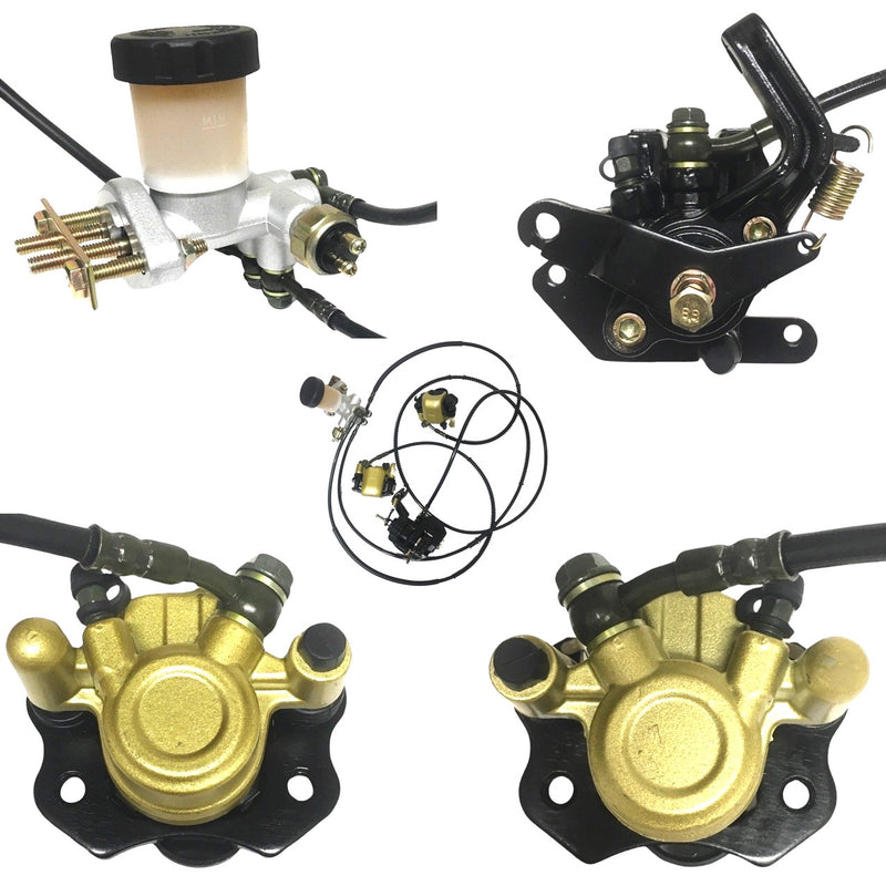 Complete GoKart Brake Assembly Fits Many GoKarts Caliper #1 Bolts c/c=63mm, Line L=28in, Caliper #2 Bolts c/c=63mm, Line L=43in,     Caliper #3 Bolts c/c=96mm, Line L=78in, Master Cylinder Bolts c/c=60mm.