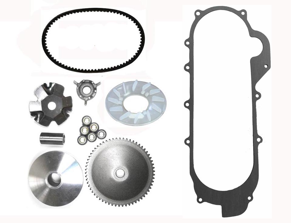 Variator Belt Kit, Long Case Chinese GY6 QMB139 49cc Scooter 729x17.5x30 Powerlink Belt, Crankcase Gasket Shaft=14mm