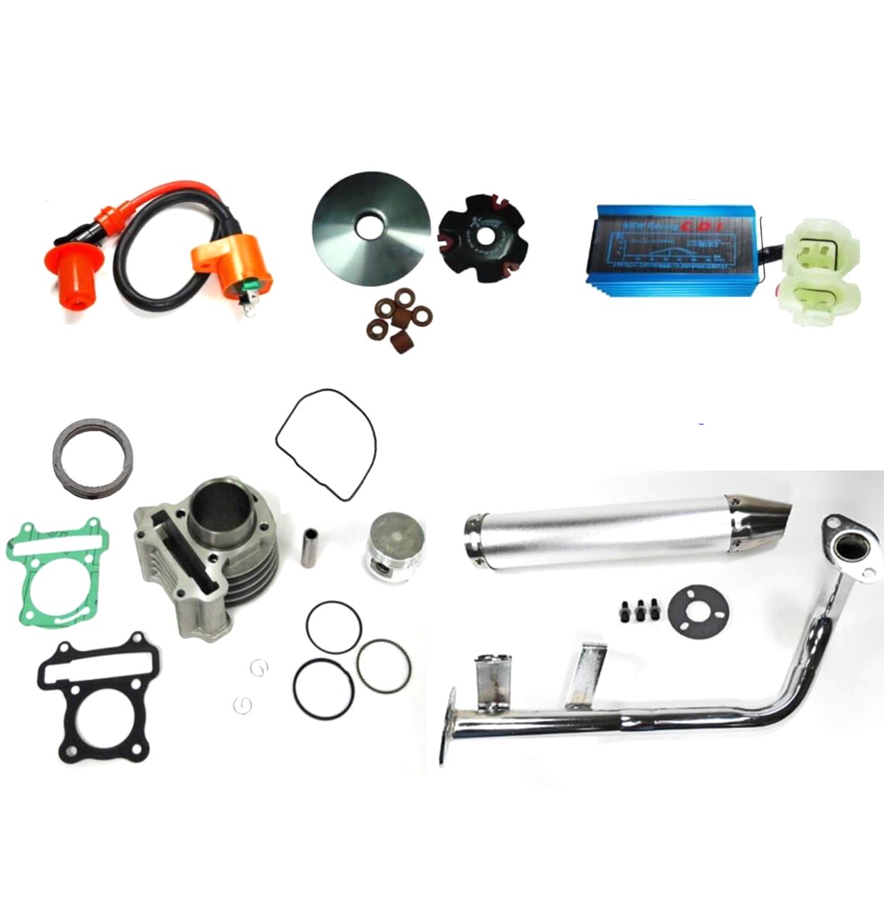 High Performance Speed Kit GY6-60cc (44mm) Comes with all parts shown.