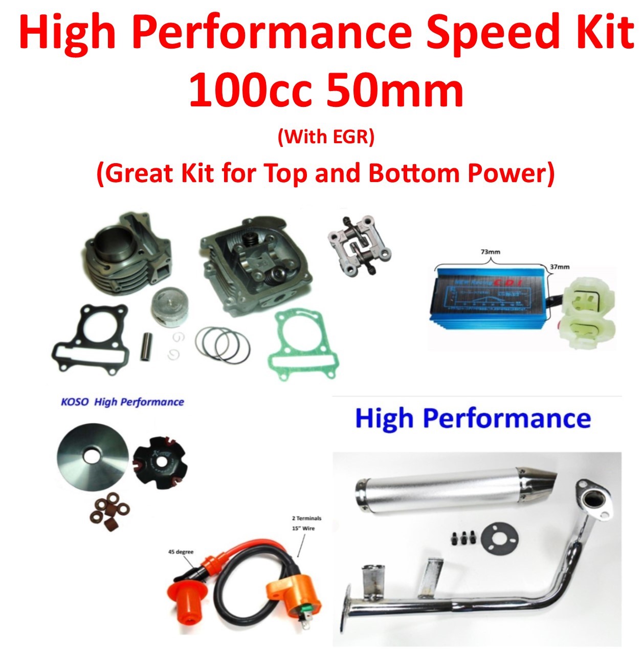 High Performance Speed Kit GY6-100CC (50mm) Comes With All Parts Shown.