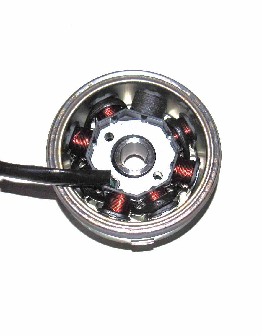 GY6 150cc 8 Pole Stator Magneto, Flywheel, Flwheel Puller Tool & Cooling Fan Fits a variety of Scooters, Go Karts & ATV's with the GY6-150 Engine Stator Dimensions=8 Coils 3 Pin in 4 Pin Jack + 2 Wires OD=88 ID=29 H=28 Bolts c/c=41 Pickup C