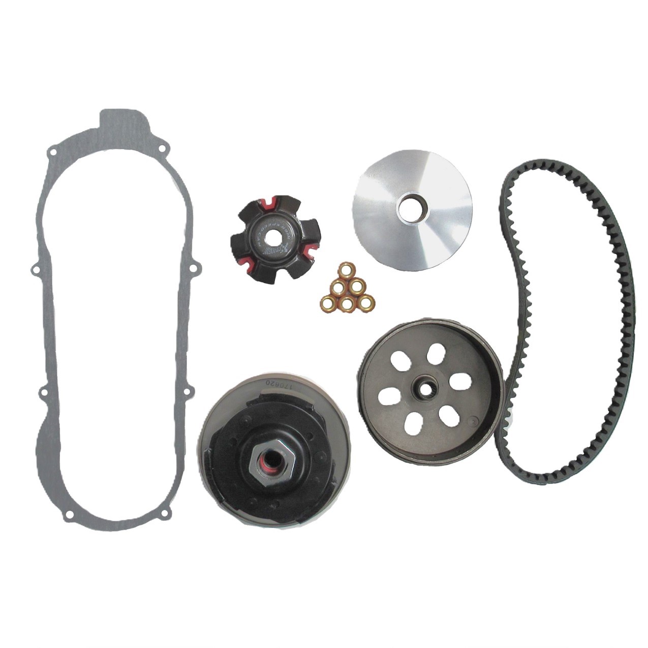 High Performance ATV & GoKart Clutch & Belt Kit - 150cc Front Clutch Variator, Rear Clutch Pulley, PowerLink Drive Belt & Belt Cover Gasket Increased Performance Potential