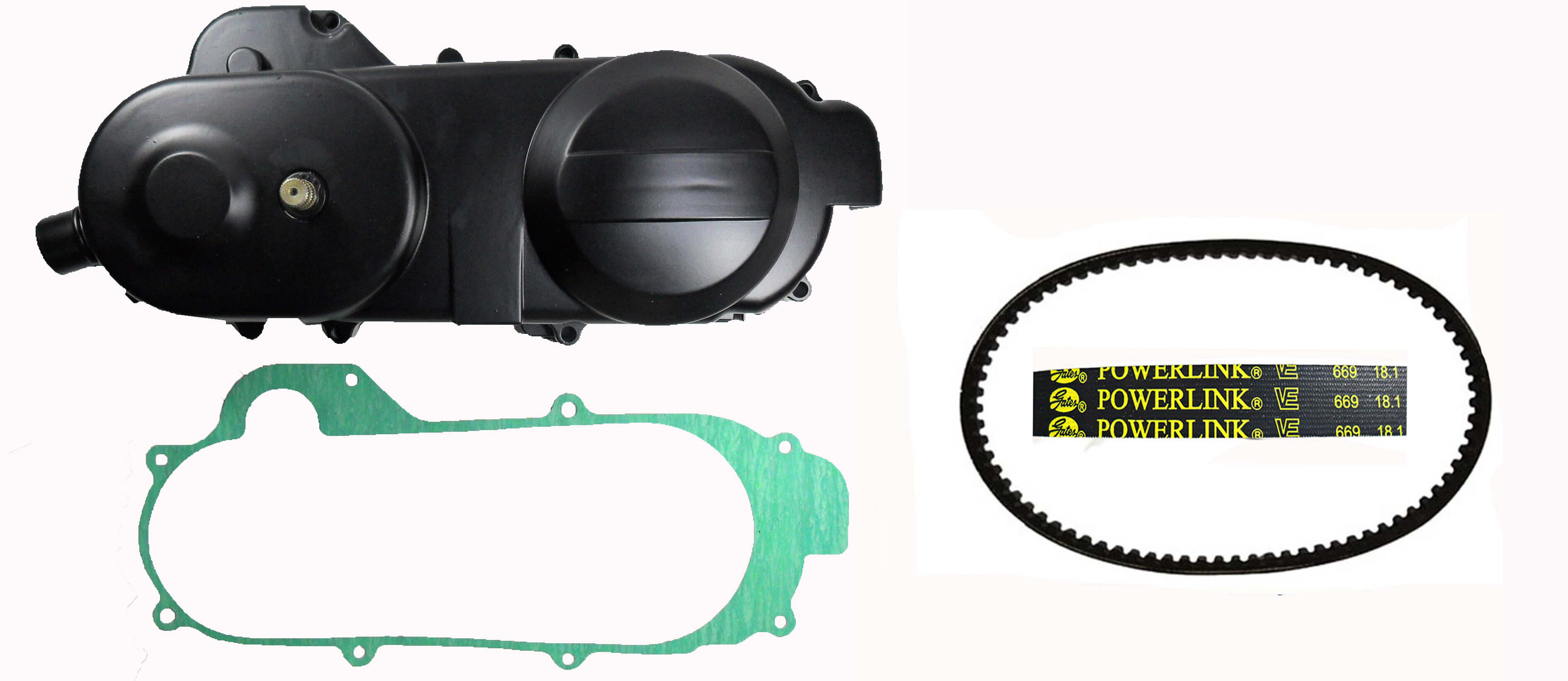 Crankcase Cover w/Kick Start Gear, Belt & Gasket Short Case GY6 49cc 50cc QMB139