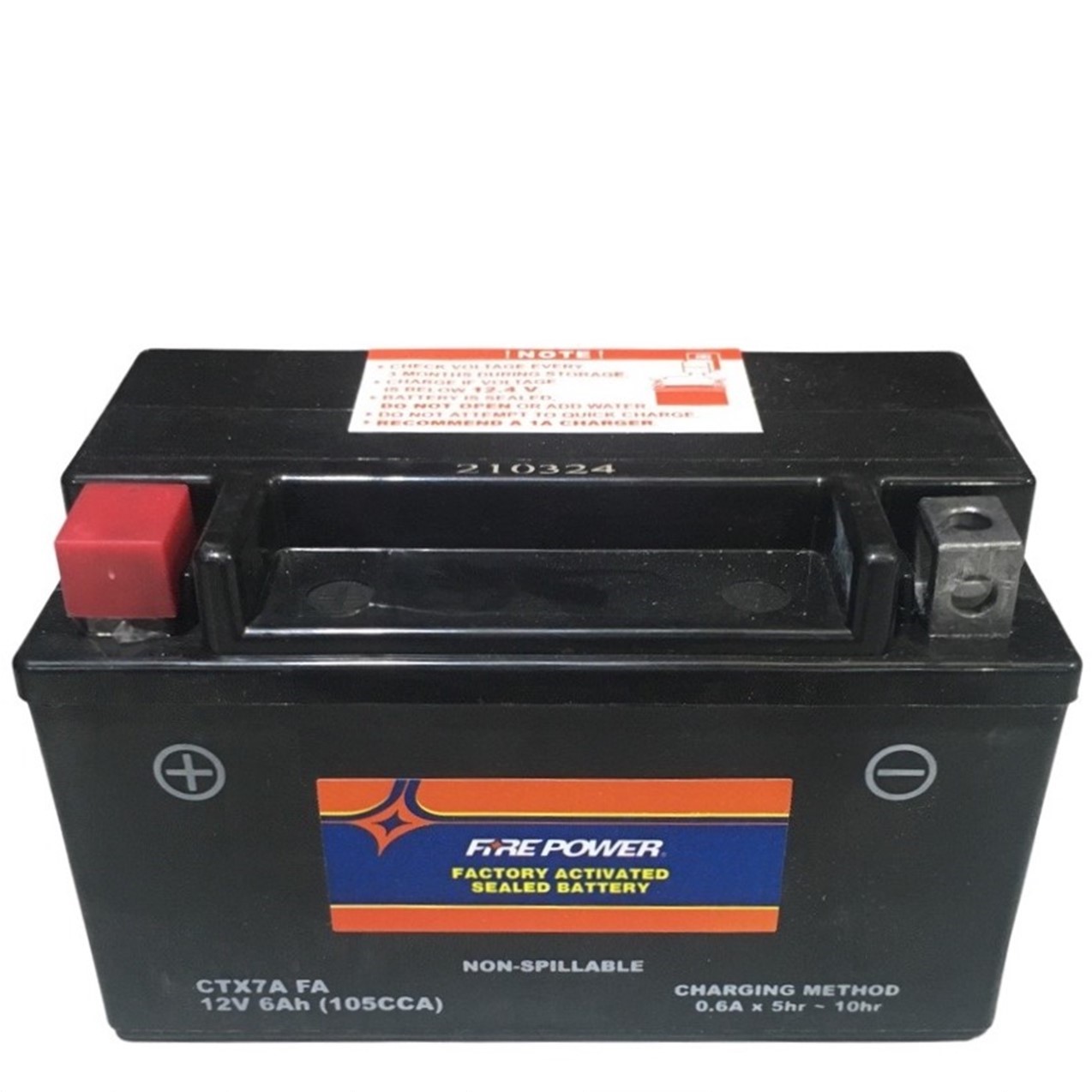 CTX7A FA Fire Power Battery Sealed Maintenance Free L=5 7/8" W=3 3/8" H=3.75" - Click Image to Close