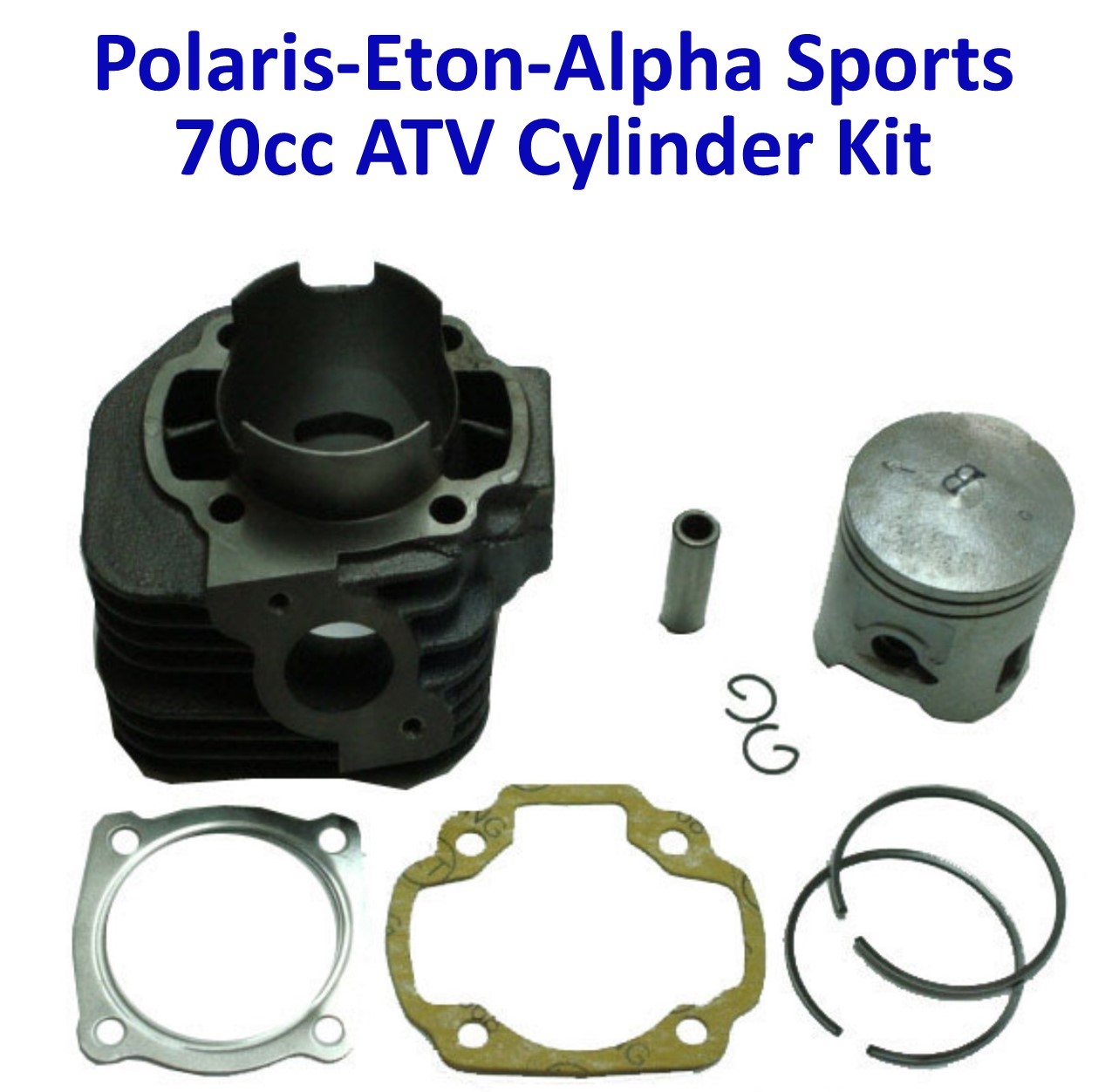 Cylinder Piston Top End Kit 70cc 2 Stroke 47mm Fits E-Ton Viper RXL70 ATVs + Viper 50 and Beamer, Matrix 50cc Scooters (See More Info) B=47mm 10mm H=64mm Adly, E-Ton, Jog, Polaris + More - Click Image to Close