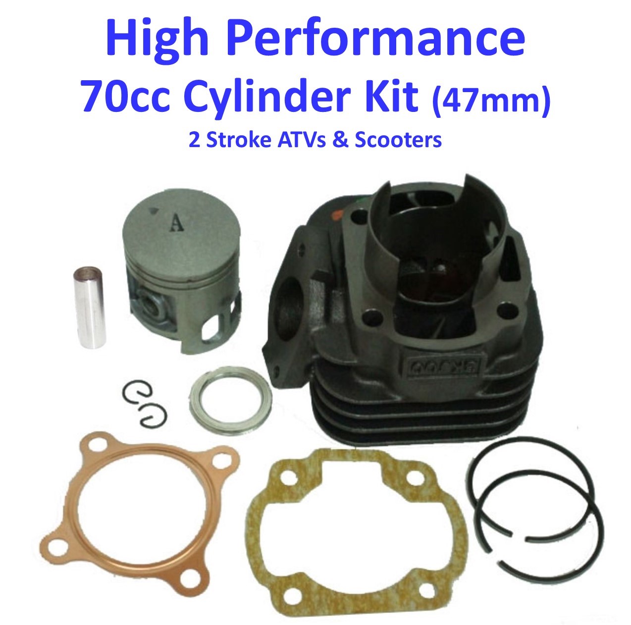 Cylinder Head 47mm E-Ton Viper RXL70cc Fits Most 2 Stroke ATVs and Scooters - Click Image to Close