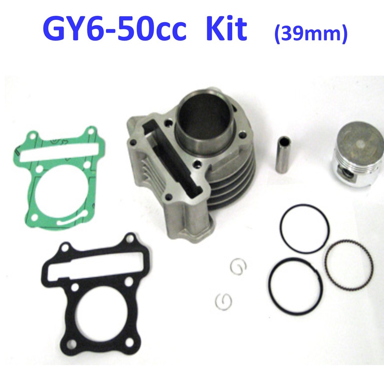 49cc (Standard) Cylinder Piston Top End Kit For GY6-50 QMB139 Chinese Scooter Motors. Bore=39mm - Click Image to Close