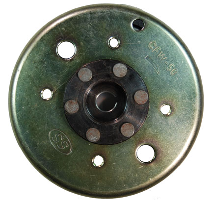 Flywheel GY6-50 QMB139 49cc, GY6-125, GY6-150 Chinese ATVs, GoKarts, Scooters ID=90mm H=33 mm - Click Image to Close