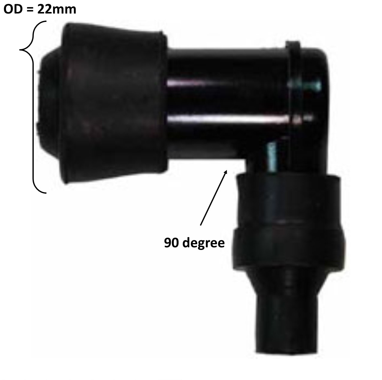 Spark Plug Cap 90 degree Rubber boot OD=22mm - Click Image to Close