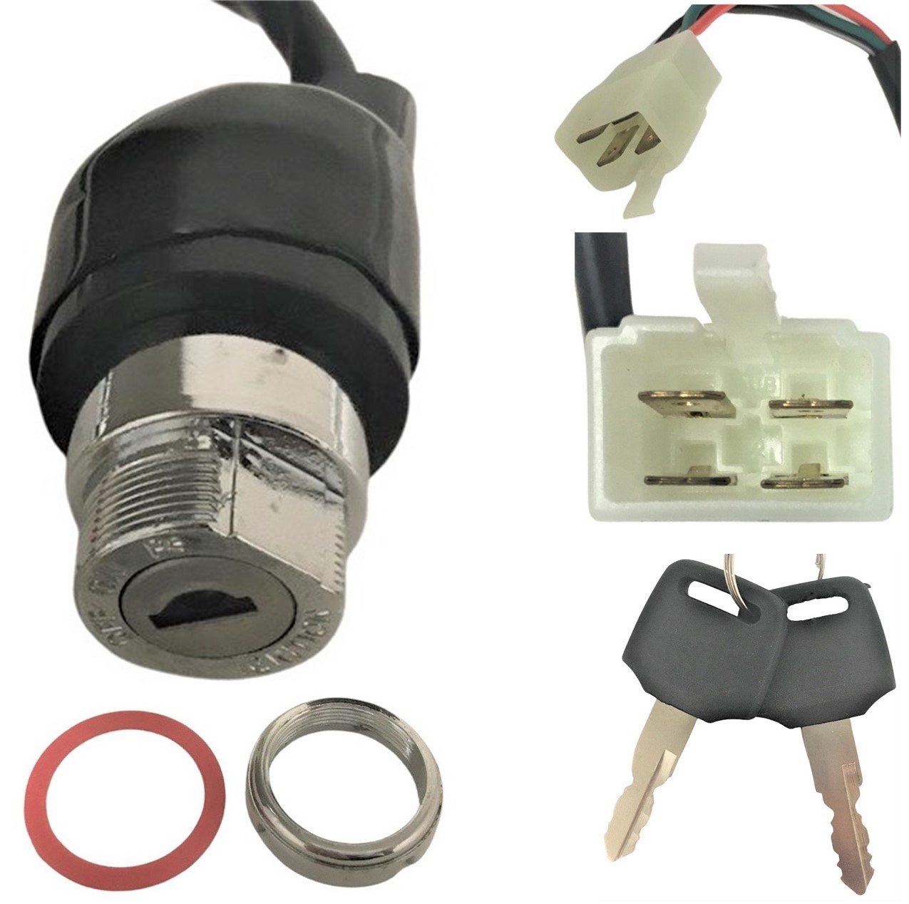 Ignition Switch Fits Many UTVs & ATVs 4 Pins in 4 Pin Female Jack - Click Image to Close