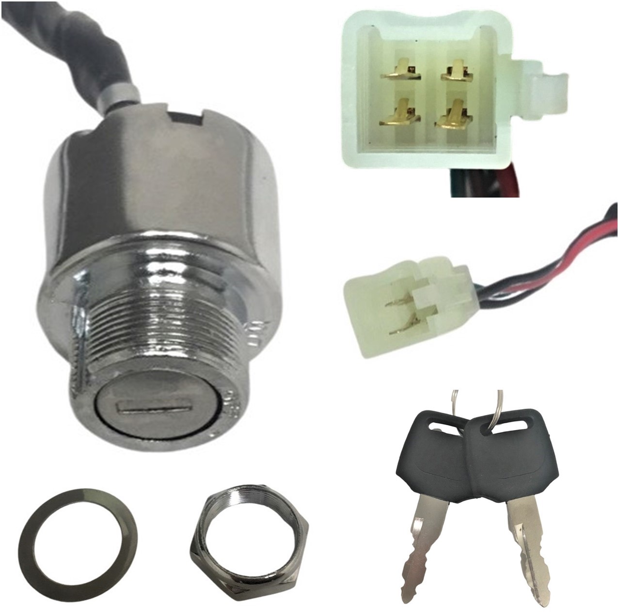 Ignition Switch Fits Many 50-110 Dirt Bikes 4 Pin in 4 Pin Female Jack - Click Image to Close