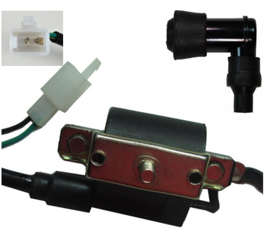 Ignition Coil Plug Cap=90deg, 16", 2 Pin in 2 Pin Female Jack 50-125 ATV - Click Image to Close