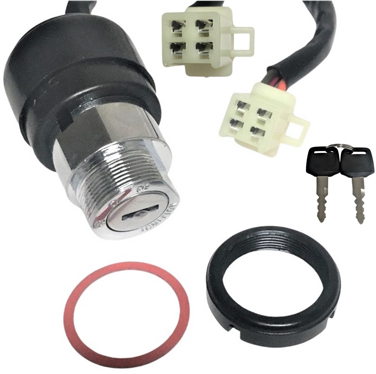 Ignition Switch Fits Many ATVs, Dirtbikes 4 Pin in 4 Pin Male Jack
