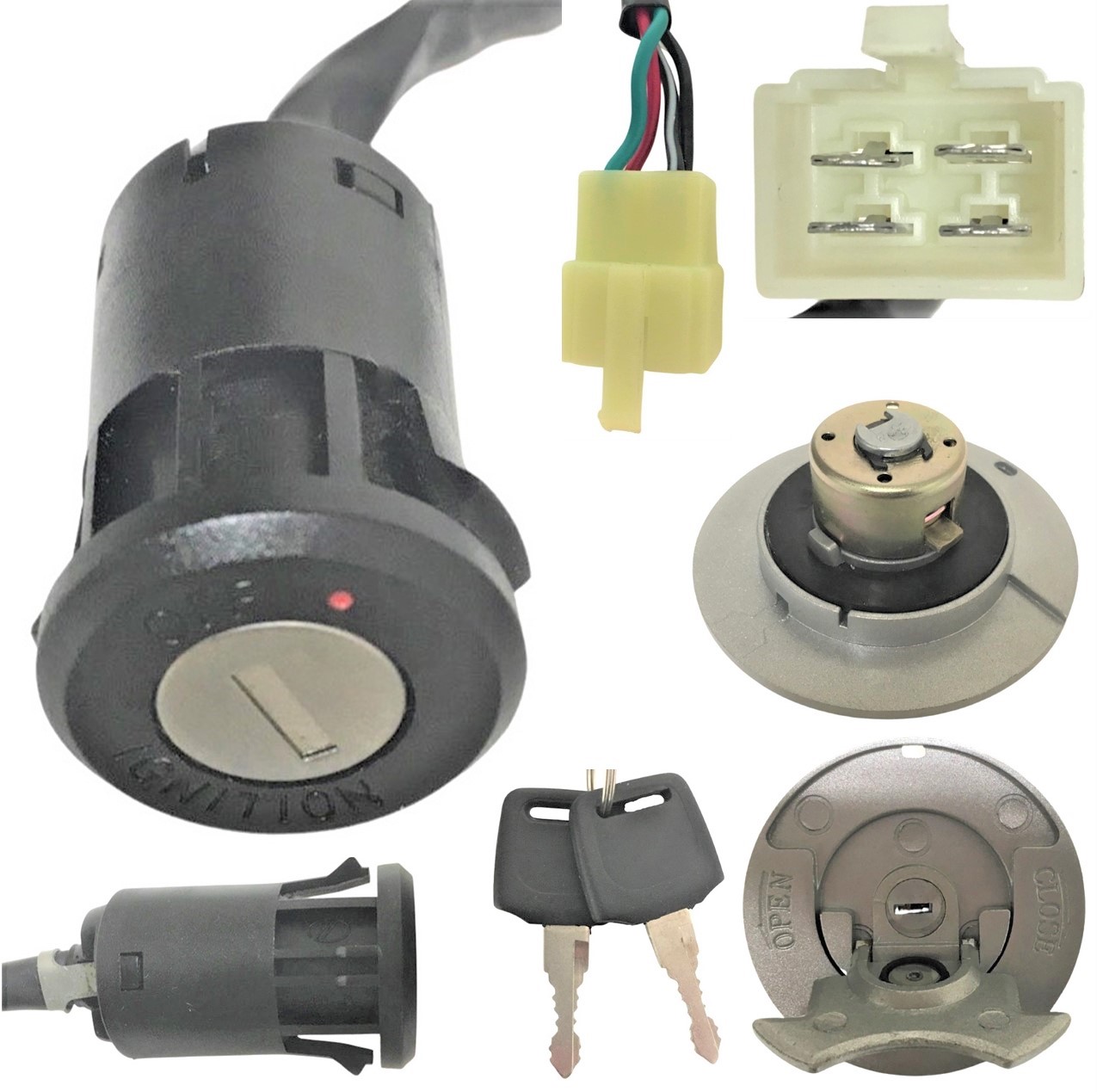 Ignition Switch Fits Many ATVs With 38mm Gas Cap 4 pin in 4 Pin Female jack - Click Image to Close
