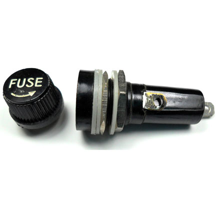 FUSE HOLDER L=45mm Thread OD=14mm 2 Terminal - Does not come with fuse - Click Image to Close