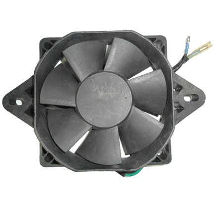 RADIATOR FAN ATV, SCOOTER Square Body 120mm Ear Bolt Holes c/c=6.25" DC 12V 2 Bullet Wires - Click Image to Close
