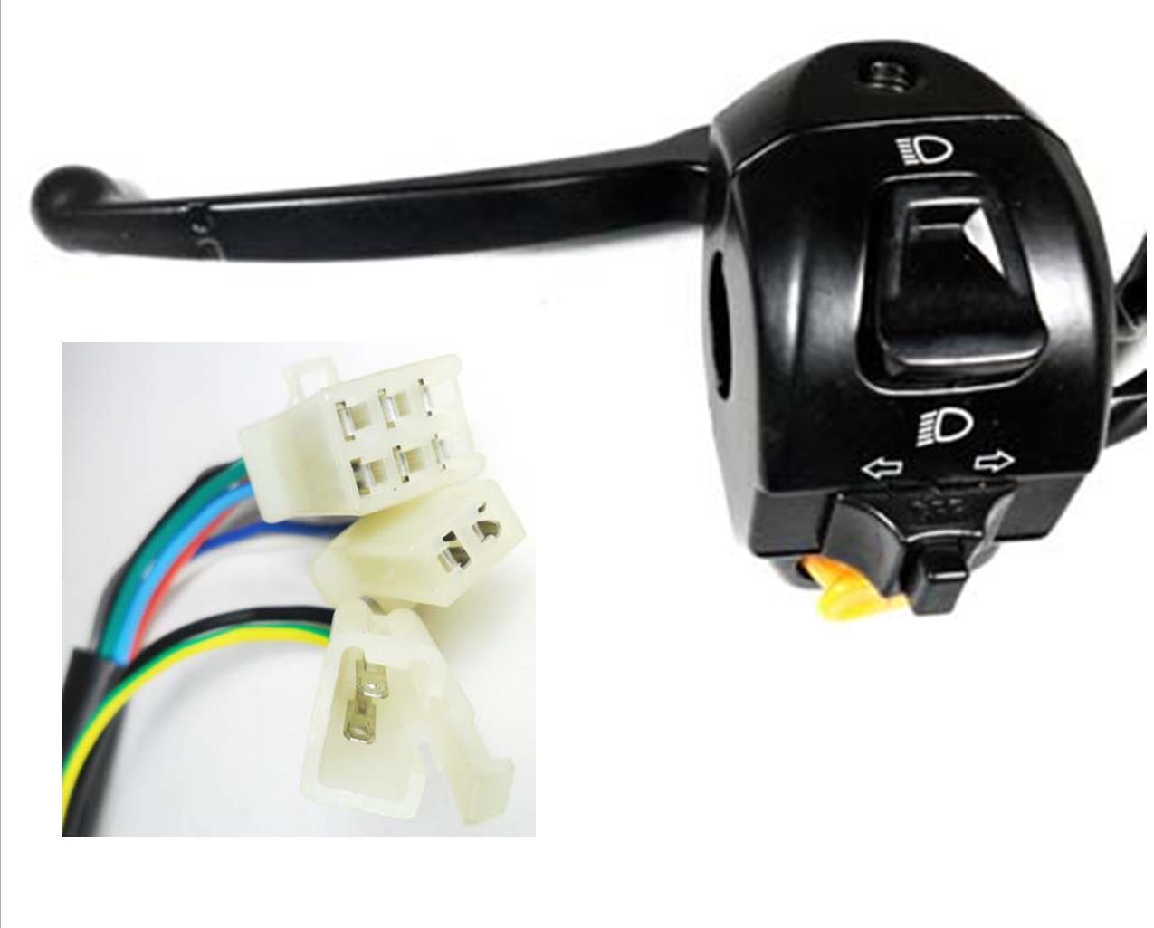 Handlebar Switch (Left Hand) 2 Pins in 2 Pin FM Jack + 2 Pin in 2 Pin Male Jack + 6 Pins in 6 Pin Male Jack - Click Image to Close