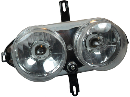 Headlight Fits Tao Tao CY50A, CY150B, and Many Chinese Scooters 3 Pin FM Jack x 2 - Bolts Side to Side=9 3/4" - Bolts Top to Bottom=6" - Click Image to Close