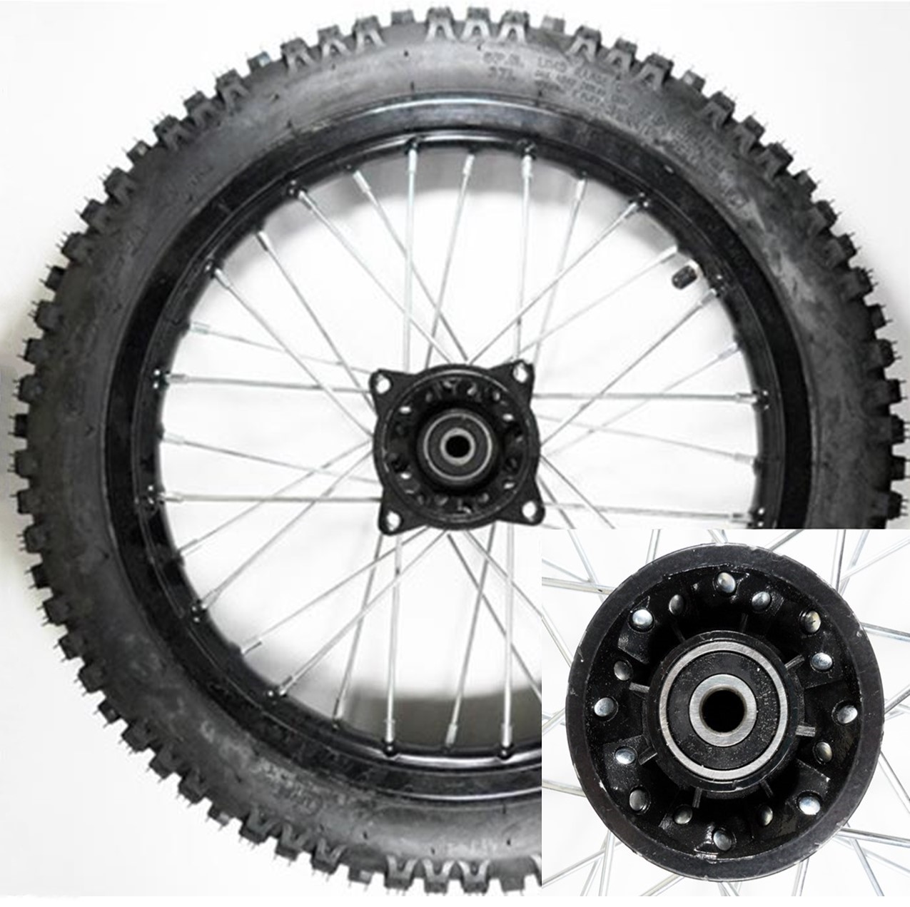 Front Wheel with Tire Rim=1.40X14 Tire=2.50(60/100)x14 Disc Brake Black Axle ID=12 Bolts Cross c/c=100mm - Click Image to Close