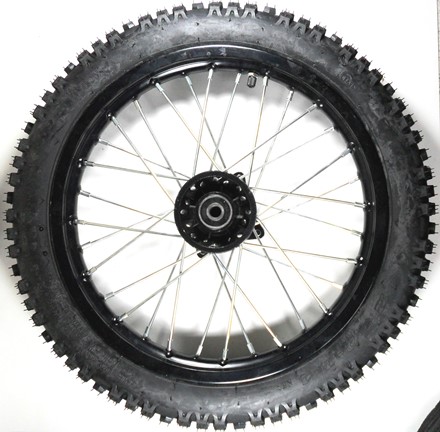 Front Wheel with Tire Rim=1.40X14 Tire=2.50(60/100)x14 Disc Brake Black Axle ID=12 Bolts Cross c/c=100mm