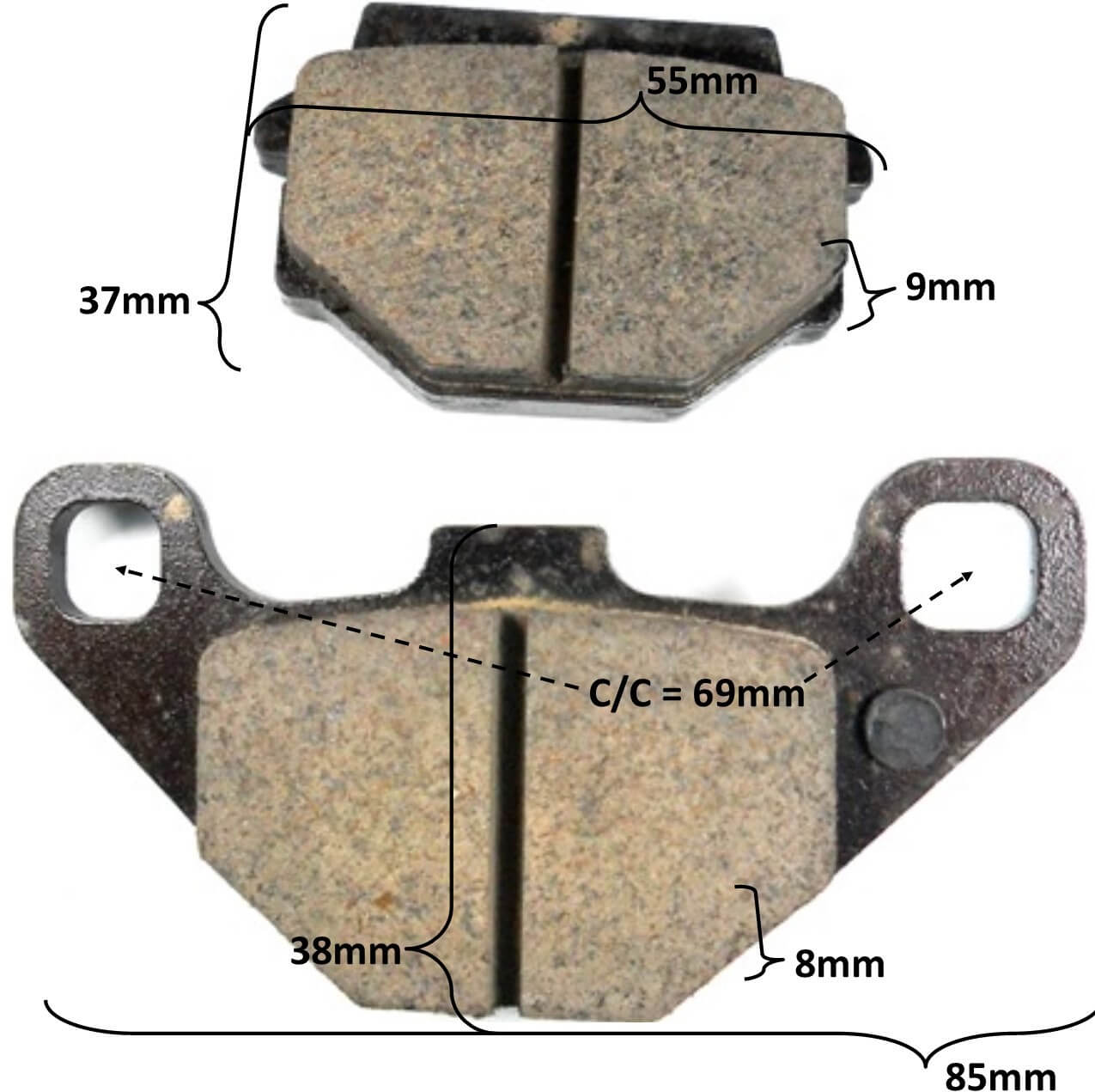 Disc Brake Pads Heavy Duty With Locator Pin on Rear Fits E-Ton Viper RXL70, RXL90R, RXL150R, Vector 250 ATVs + E-Ton Matrix 50, 150cc Scooters + More - Click Image to Close