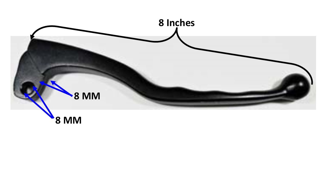 BRAKE LEVER (Right Hand) Fits Many Taiwanese ATVs, Scooters by Adly, Eton, MZ + more L=8in Hole ID=8 Thick at Mount=8
