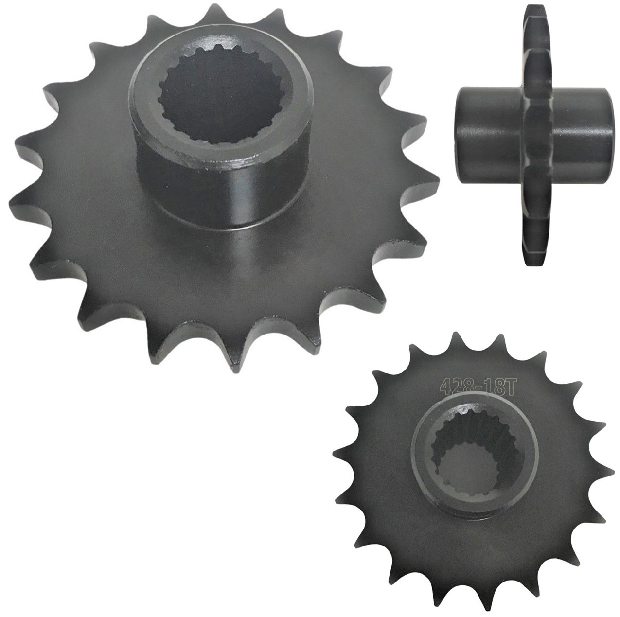 Front Sprocket #428 18th Splines=19, ID=20mm Total L=45mm Fits many 90-150cc ATVs - Click Image to Close