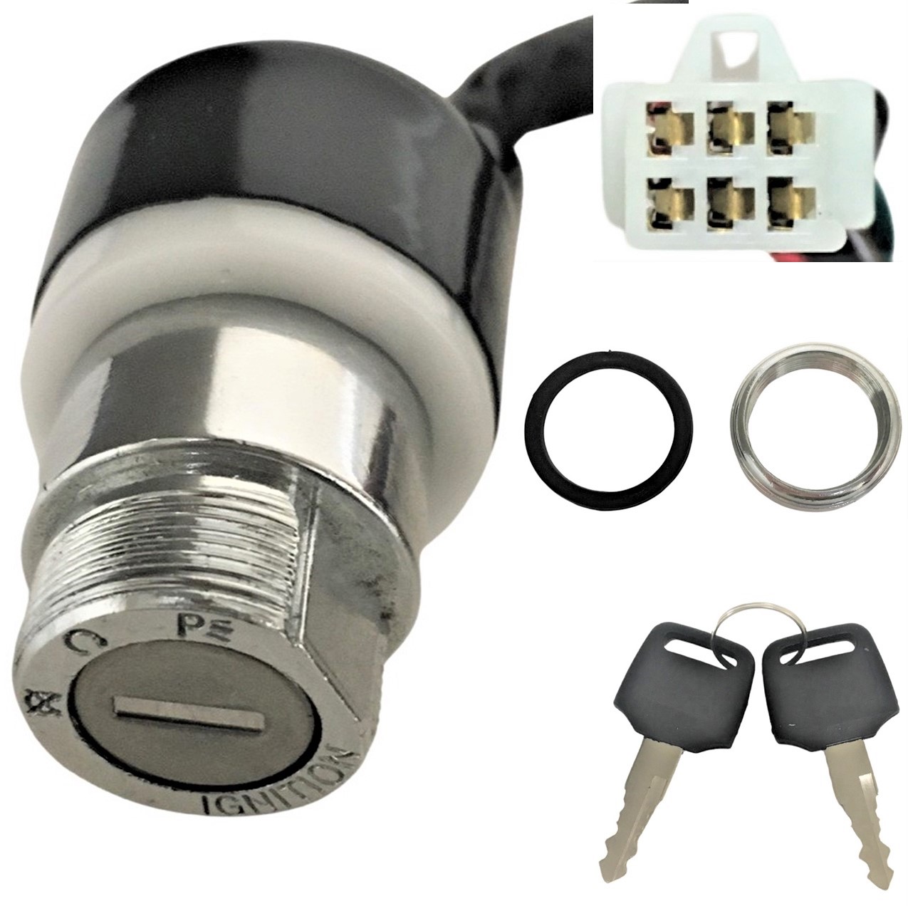 Ignition Switch Fits Many ATVs, Dirtbikes, GoKarts 6 Pins in 6 Pin Male Jack - Click Image to Close