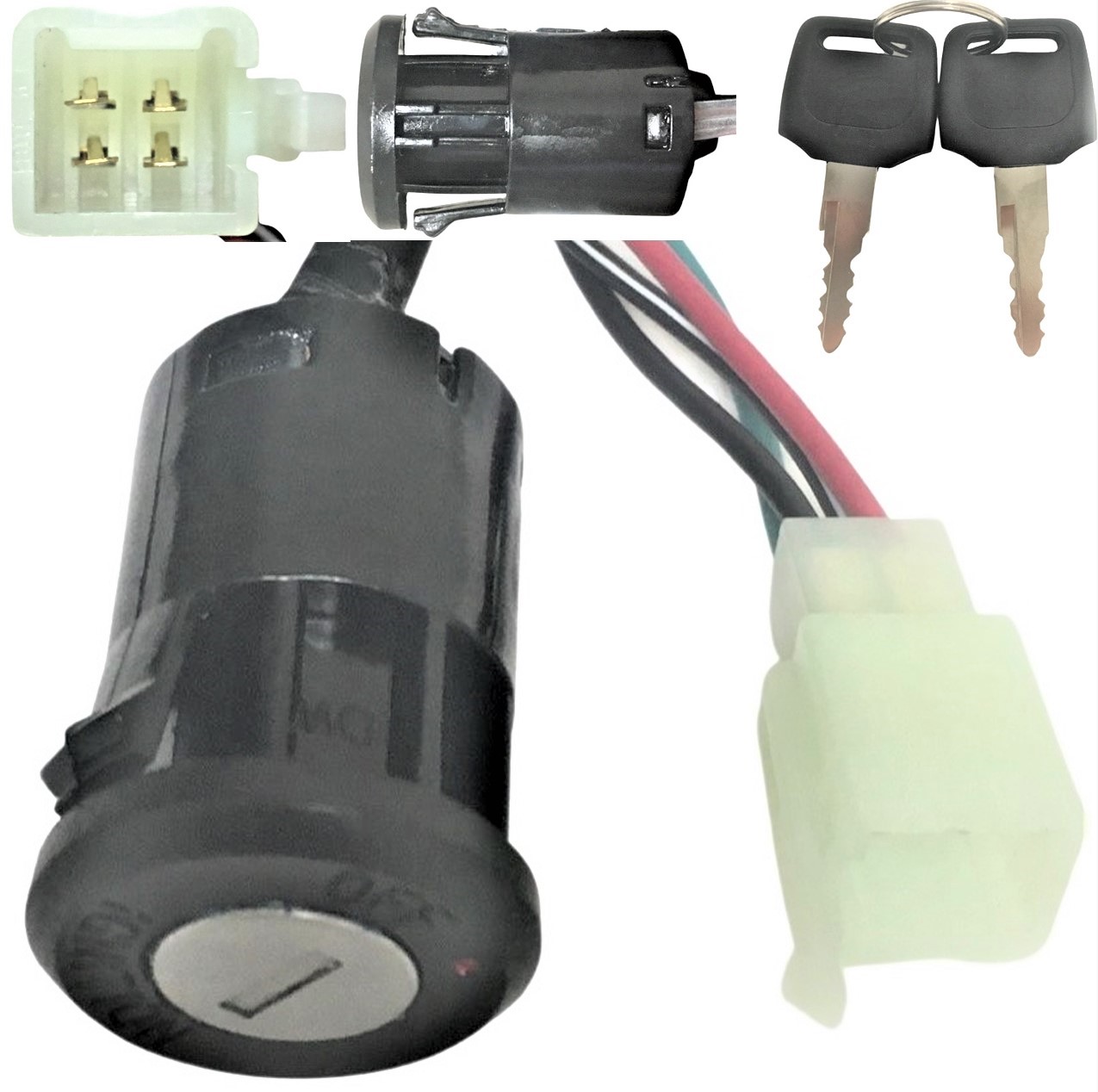 Ignition Switch Fits Many ATV-GoKarts-Dirtbikes 4 Pins in 4 Pin Female Jack OD=25mm - Click Image to Close