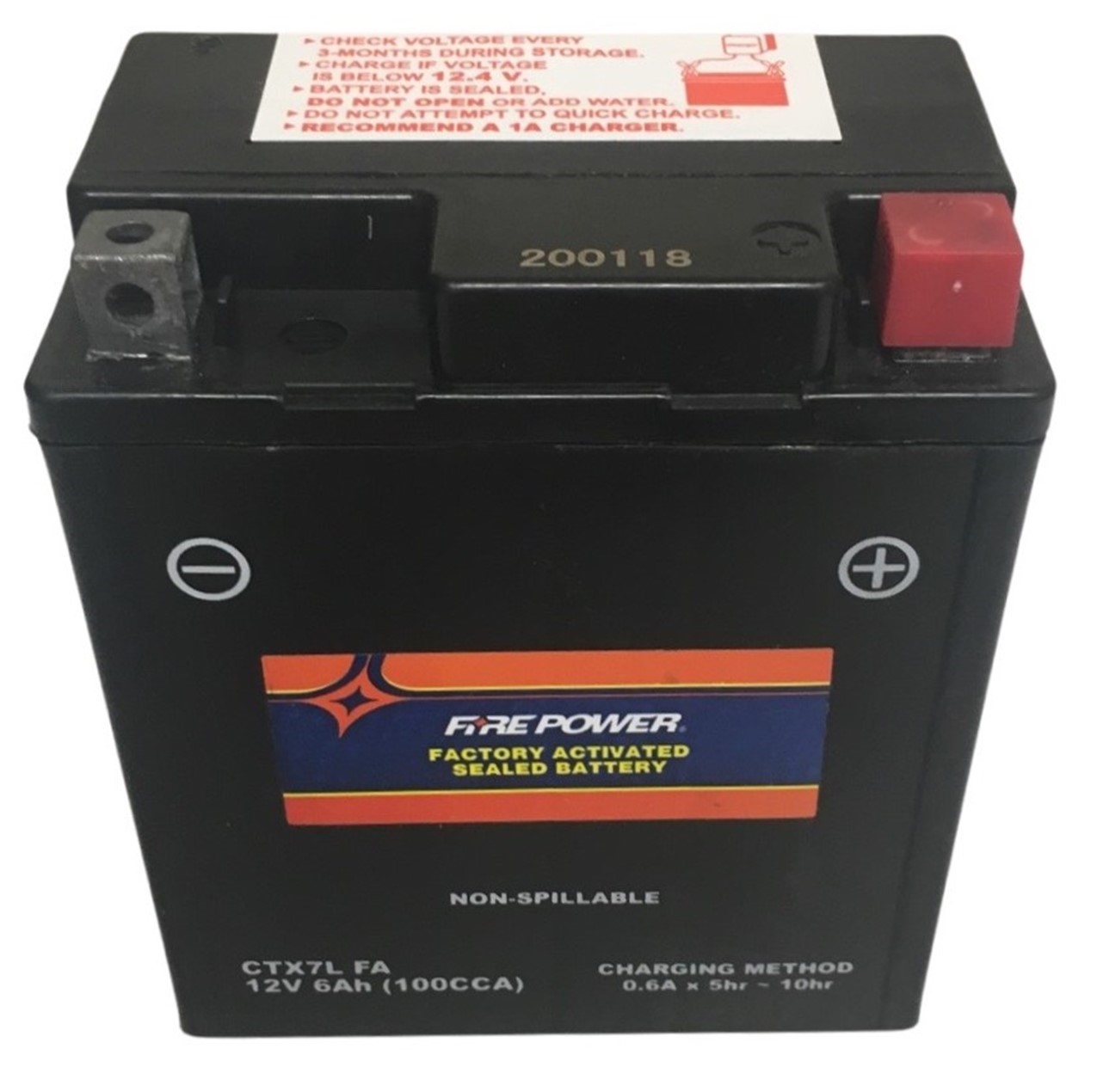 CTX7L FA Fire Power Battery Sealed Maintenance Free L=4 1/2" W=2 3/4" H=5 1/8"