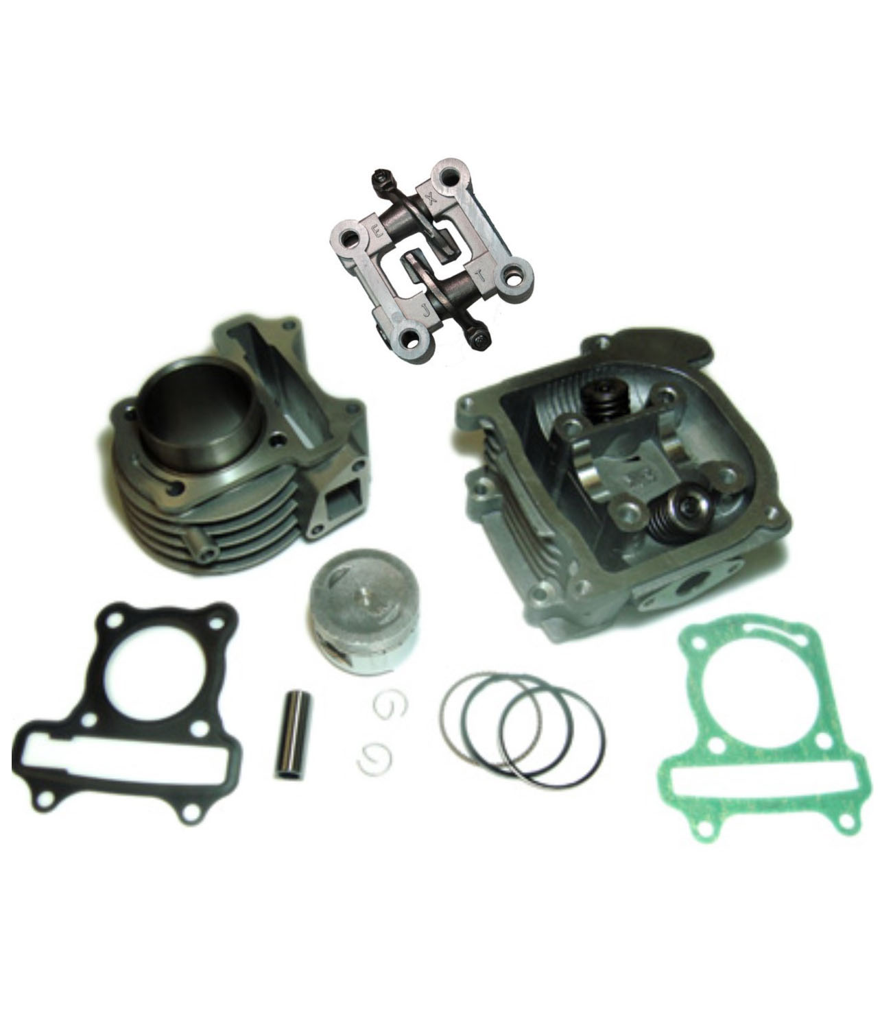 80cc Cylinder Piston Top End Kit With Non-EGR Head For GY6-50 QMB139 Chinese Scooter Motors. Bore=47mm - Click Image to Close