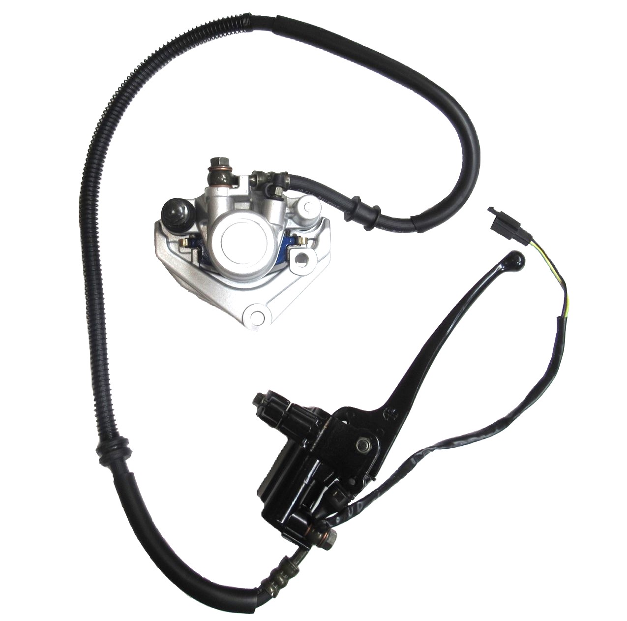 Front Brake Assembly Brake Line=34" Caliper bolts c/c=48mm Fits many Chinese scooters