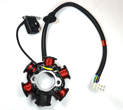 Stator 49-150cc 4 Stroke Fits many Chinese ATVs, GoKarts, Scooters 6 Coil 5 Pin in 6 Pin Jack OD=83mm ID=29mm c/c=41mm
