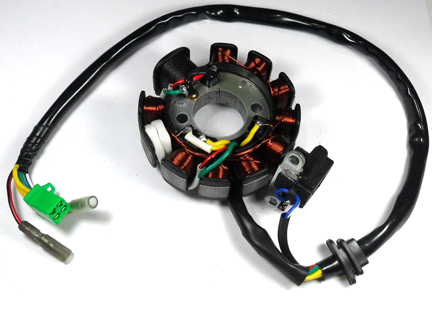 Stator 49-150cc 4 Stroke Fits many Chinese ATVs, GoKarts, Scooters 11 Coil 4 Pin in 4 Pin Jack + 2 wires - Click Image to Close