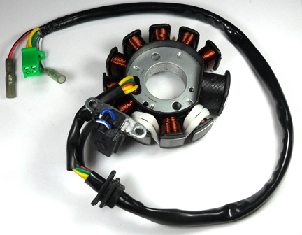Stator 49-150cc 4 Stroke Fits many Chinese ATVs, GoKarts, Scooters 11 Coil 4 Pin in 4 Pin Jack + 2 wires - Click Image to Close